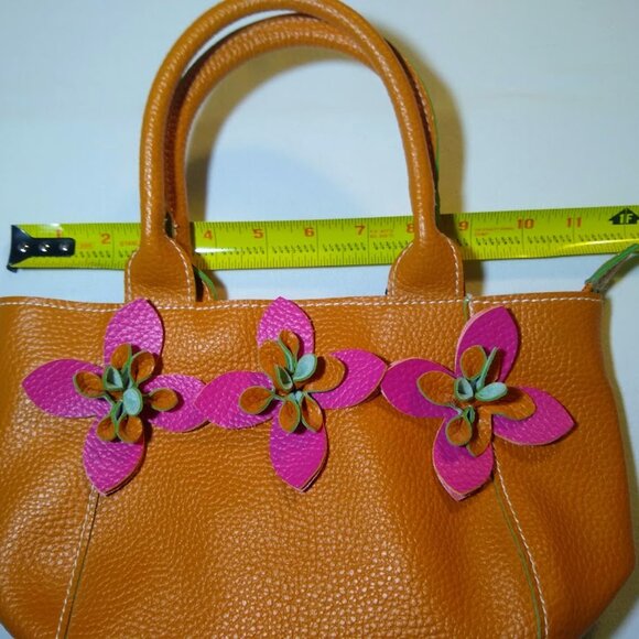 NWT  Mellow World  Orange + Pink flowers   small tote bag - Picture 8 of 11